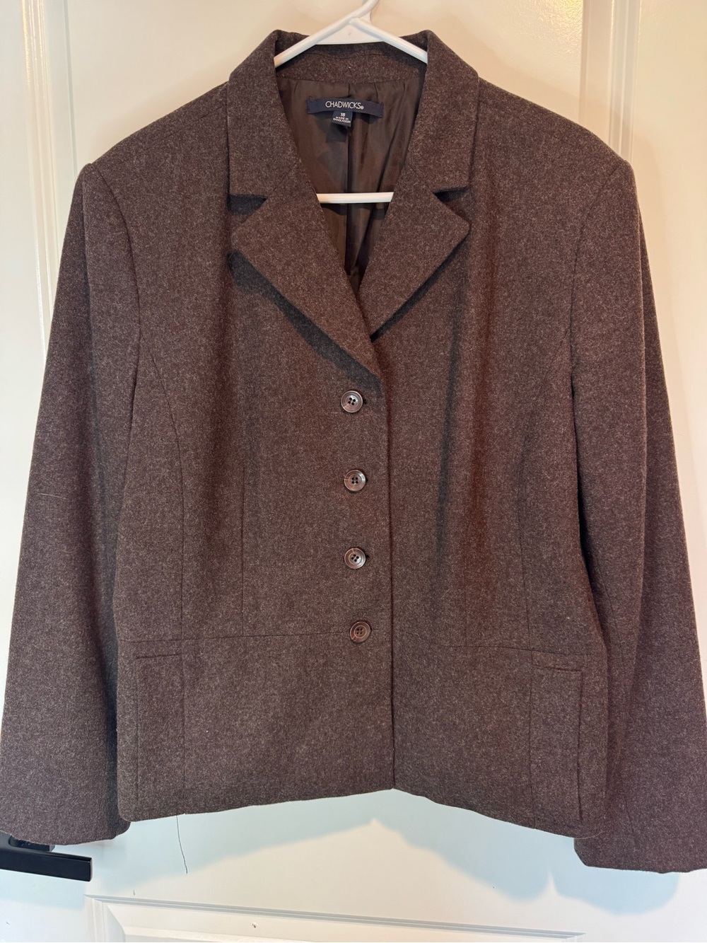 Chadwicks Women's Brown Tailored Button-Front Blazer